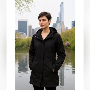 Calvin Klein Black Water Repellent Quilt Lined Jacket, Removable Hood, Women’s S